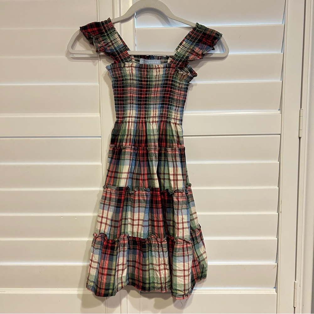 Hill House Multi-Color Plaid Ruffled Tiered Dress
